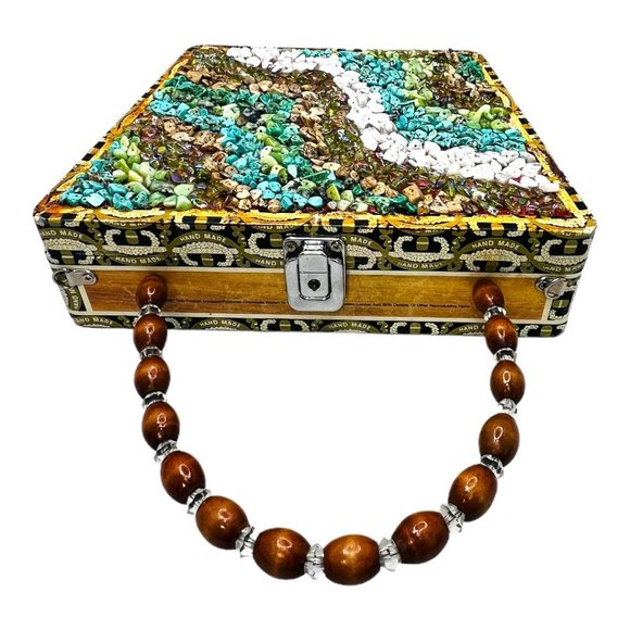 Braciano Handcrafted with Gemstones on a Vintage Cigar Box W/ Bamboo Handle - Picture 8 of 12